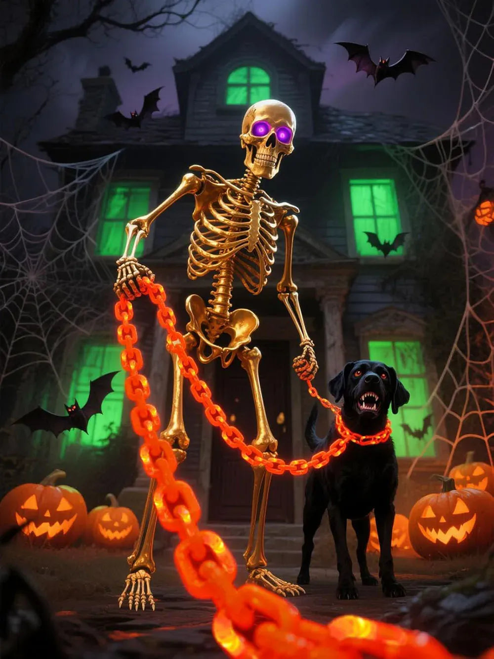 Halloween Plastic Chain Lights | 8-Mode Outdoor Prop