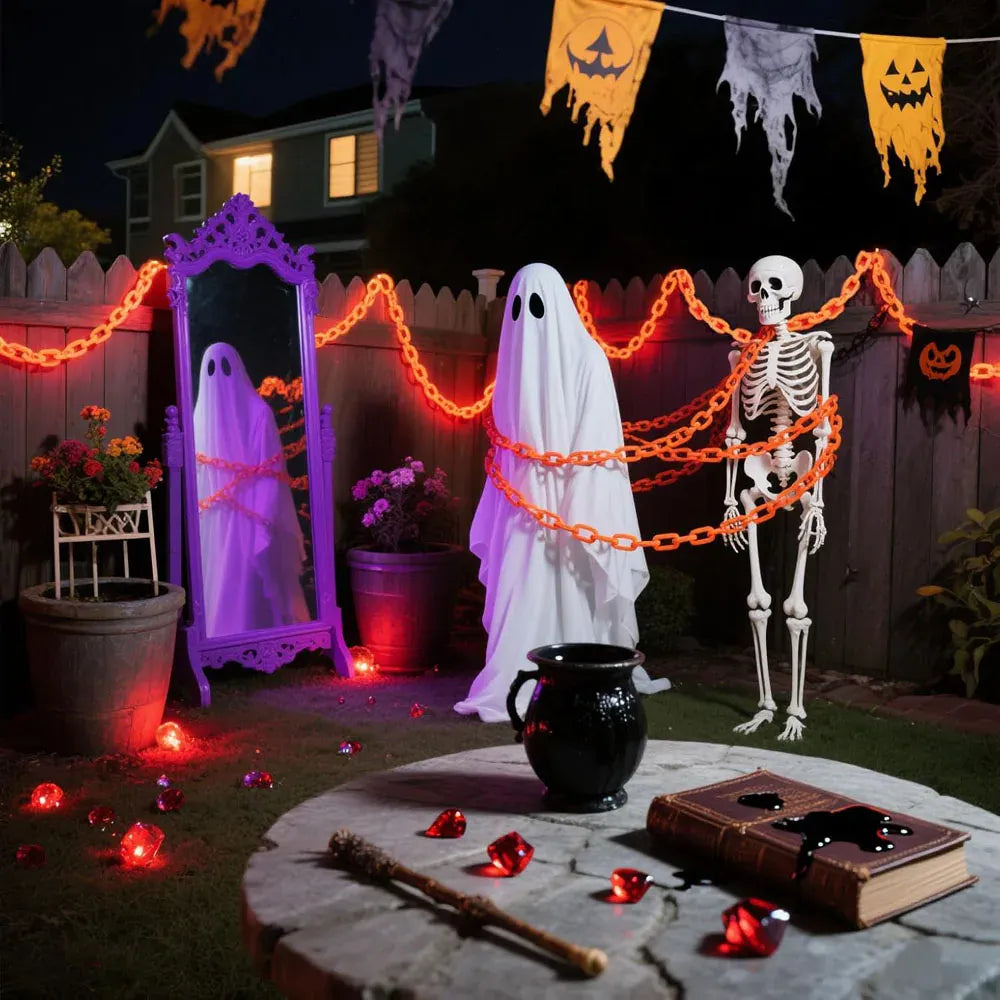 Halloween Plastic Chain Lights | 8-Mode Outdoor Prop