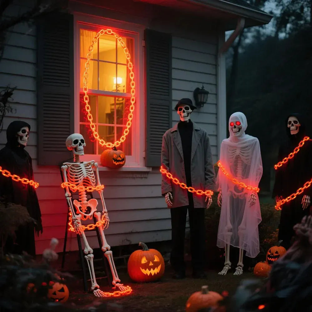 Halloween Plastic Chain Lights | 8-Mode Outdoor Prop