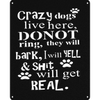Home Decor Crazy Dogs Live Here Metal Wall Art | Funny Pet Decor