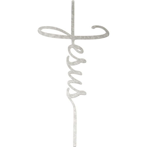 Malachite Home Decor 9" X 18" / Hammered Silver Jesus Cross - Metal Wall Art