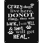 Home Decor Crazy Dogs Live Here Metal Wall Art | Funny Pet Decor