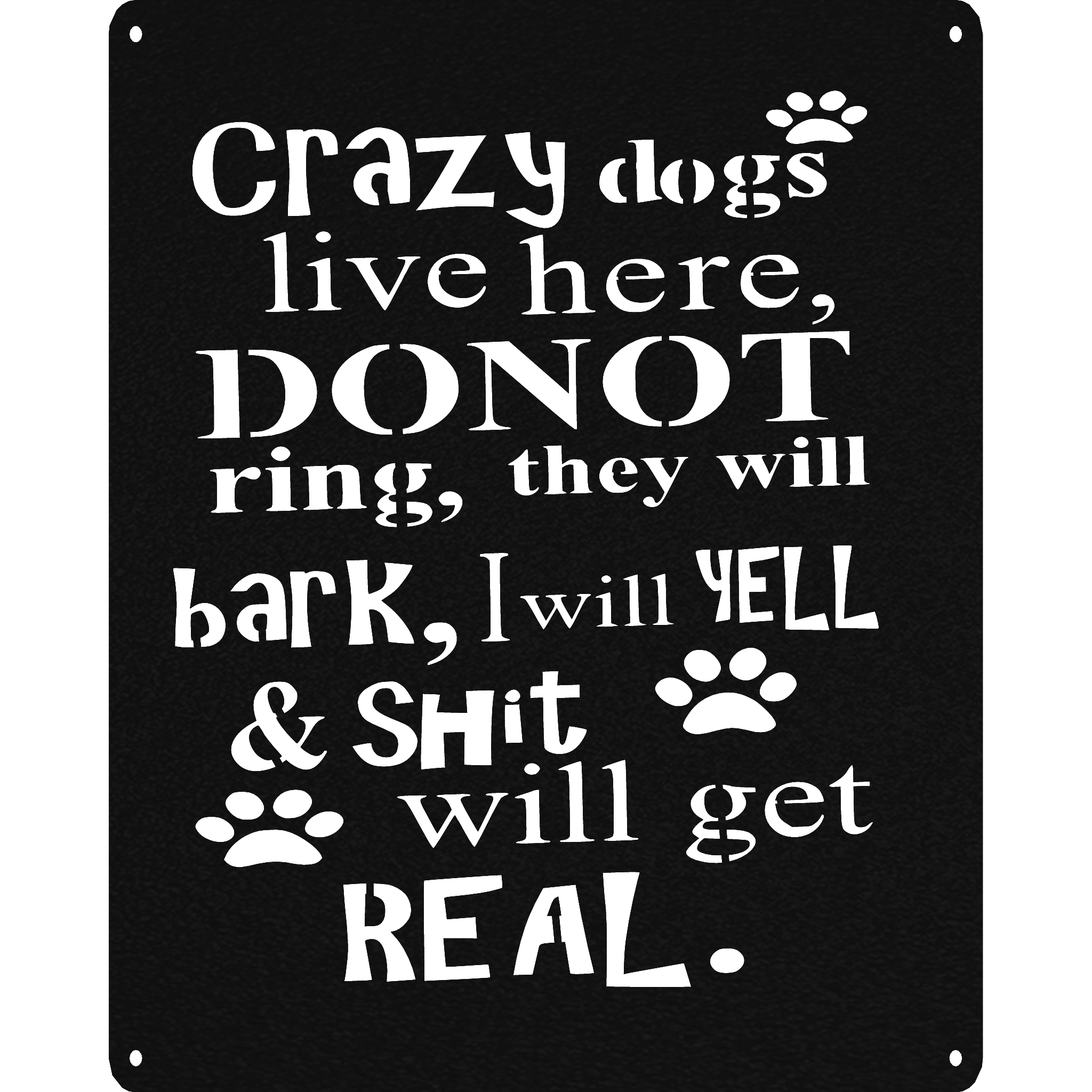 Home Decor Crazy Dogs Live Here Metal Wall Art | Funny Pet Decor
