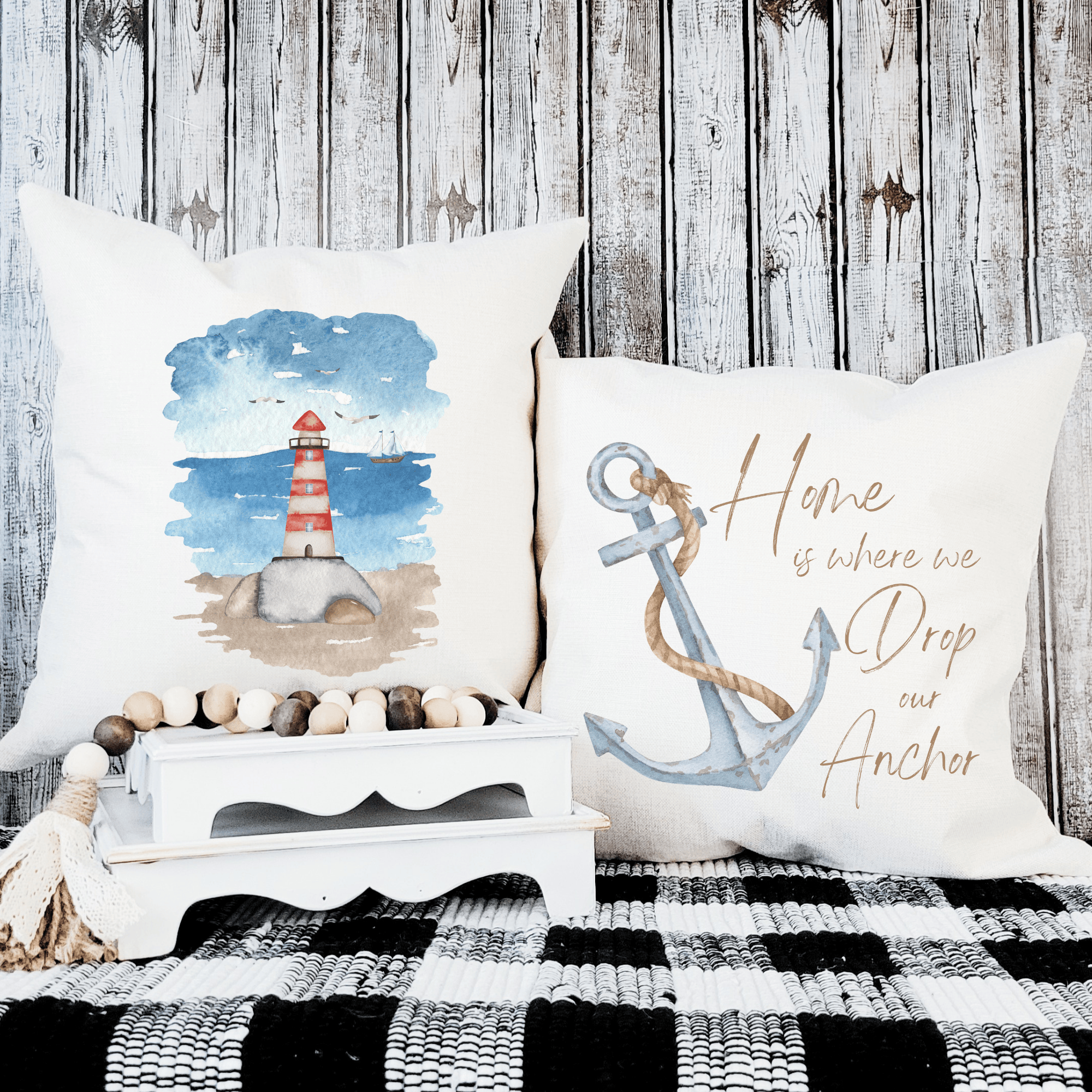 Peach Vanilla Home Decor Drop Our Anchor Pillow Cover