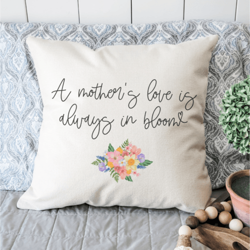 Peach Vanilla Home Decor Farmhouse Beige A Mother's Love in Bloom Pillow Cover