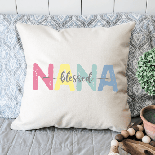 Peach Vanilla Home Decor Farmhouse Beige Blessed Nana Pillow Cover