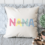Peach Vanilla Home Decor Farmhouse Beige Blessed Nana Pillow Cover