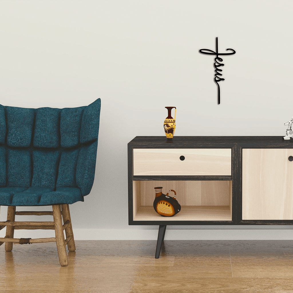 Malachite Home Decor Jesus Cross - Metal Wall Art