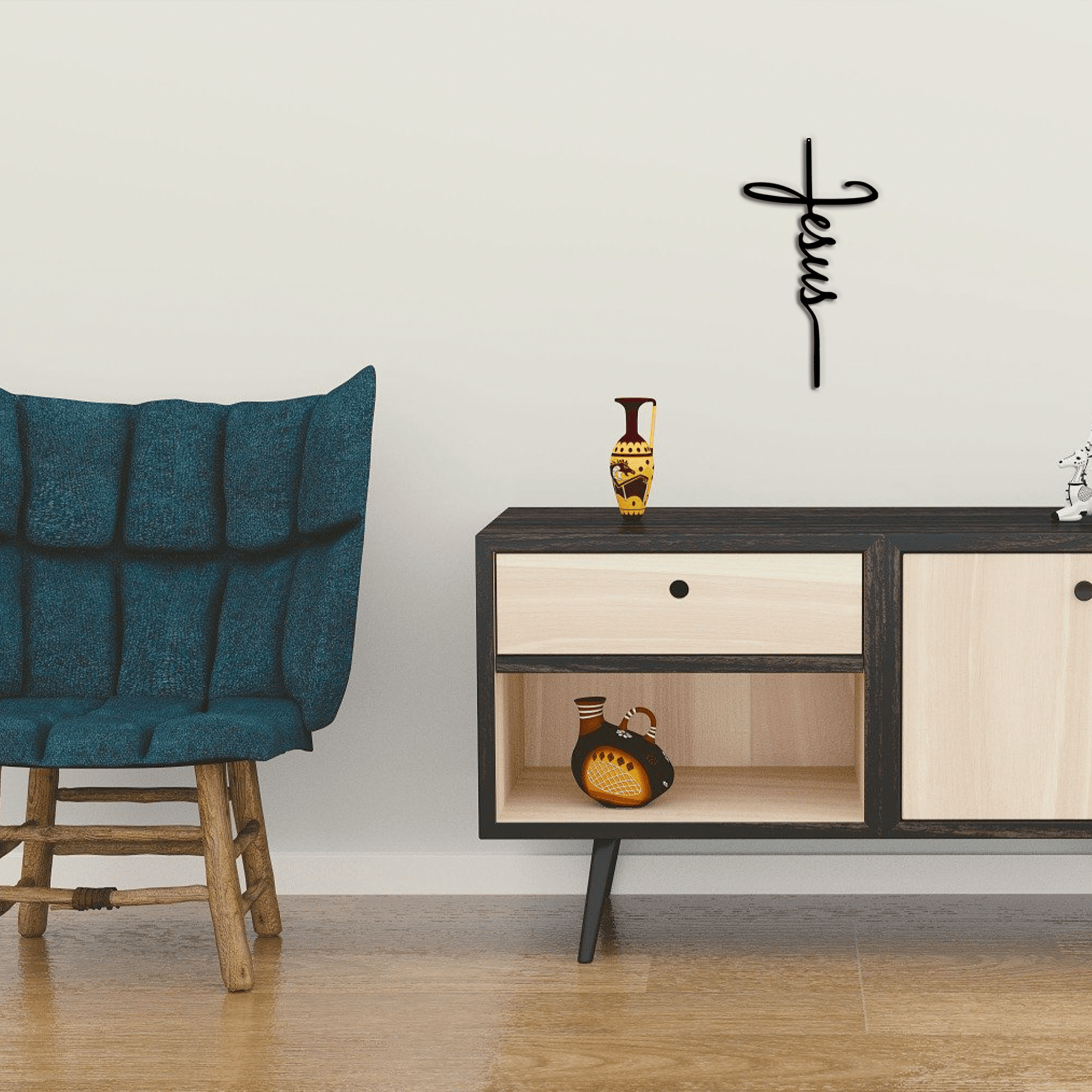 Malachite Home Decor Jesus Cross - Metal Wall Art