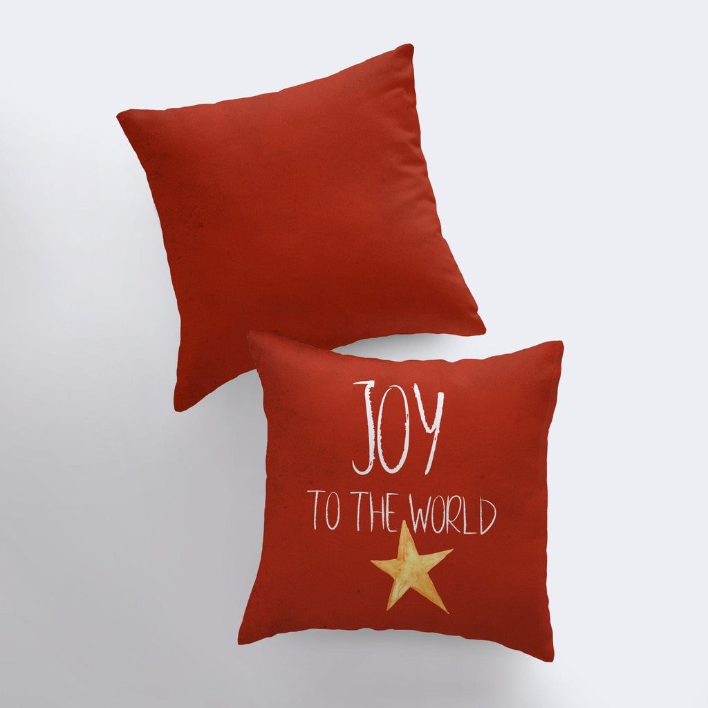 Maroon Abderus Home Decor Joy to the World | Red Throw Pillow | Home Decor | Christmas Pillow