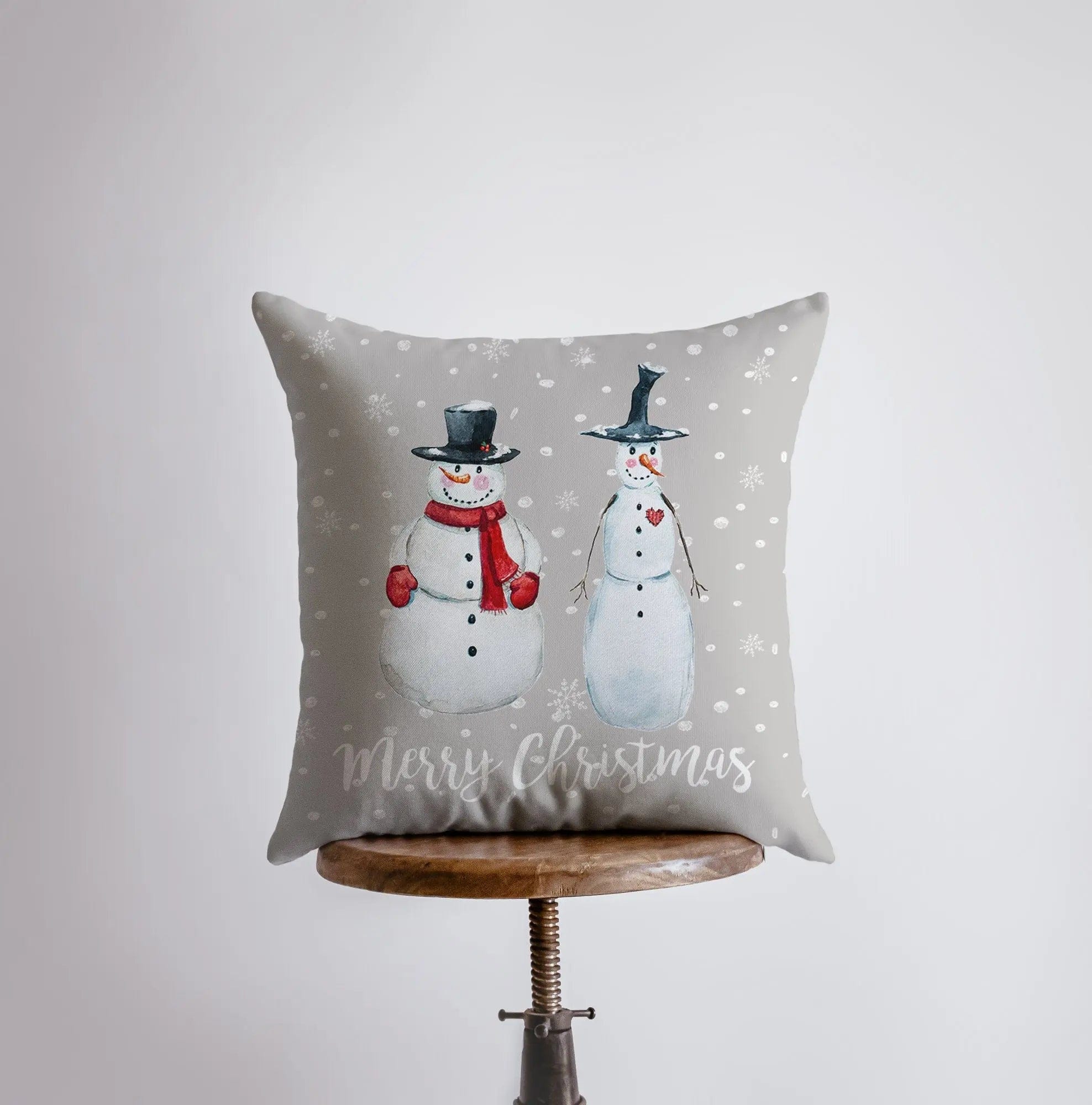 Maroon Abderus Home Decor Primitive Snowmen Throw Pillow Cover | Primitive Christmas Decor |