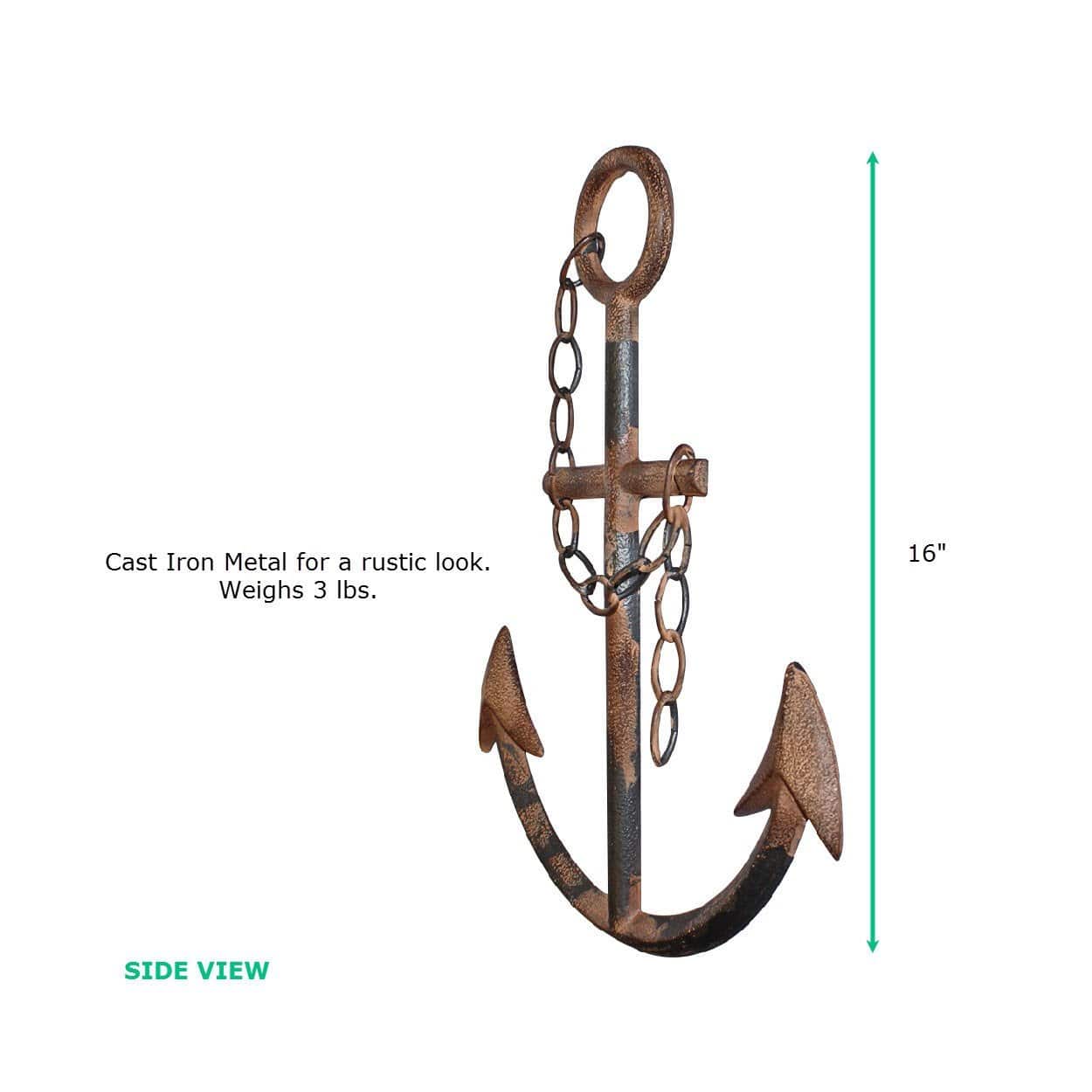 Yellow Icarus Home Decor Rustic Navy Anchor Wall Decor, 16"