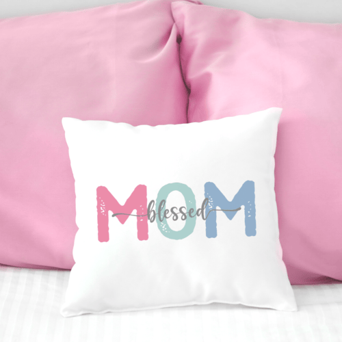Peach Vanilla Home Decor Satin White Blessed Mom Pillow Cover
