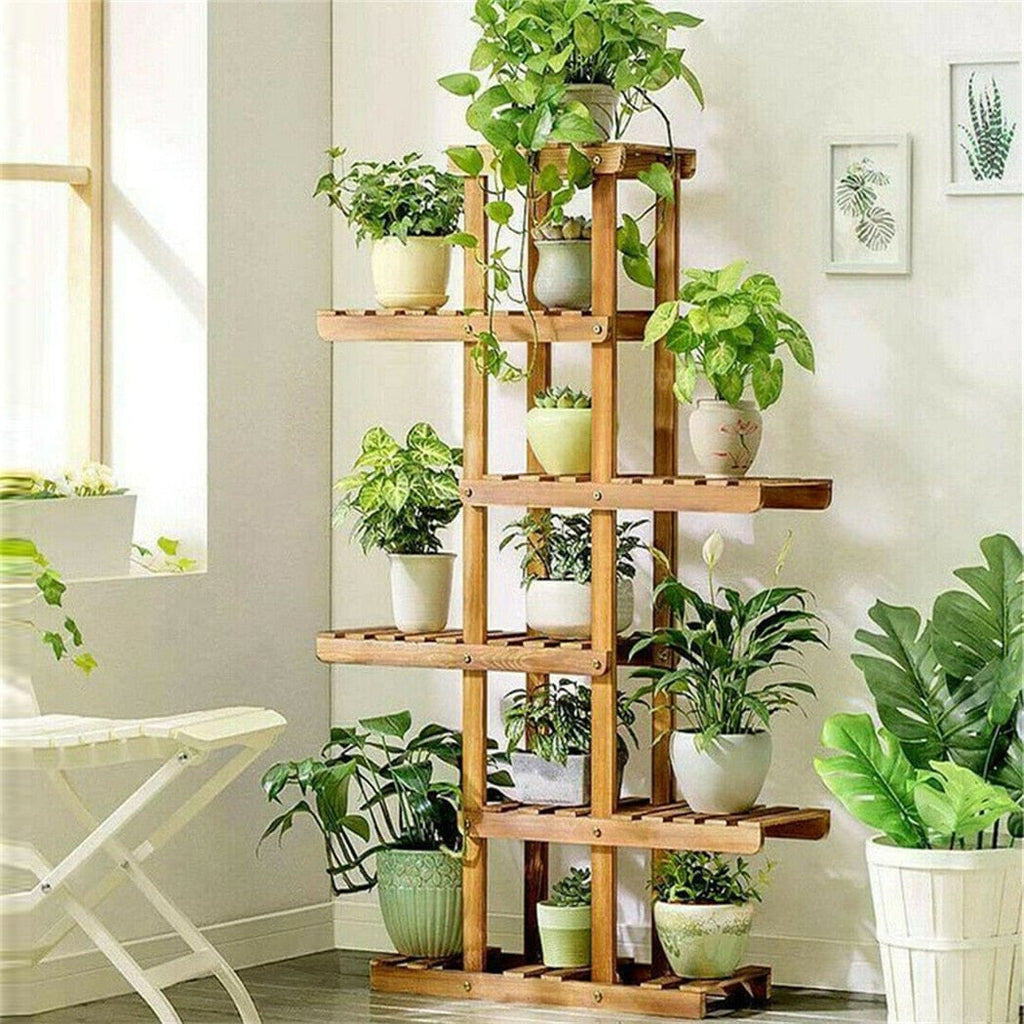 Yellow Pandora Home & Garden 6-Tier Wooden Plant Stand