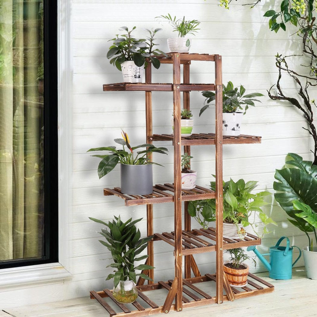 Yellow Pandora Home & Garden 6-Tier Wooden Plant Stand