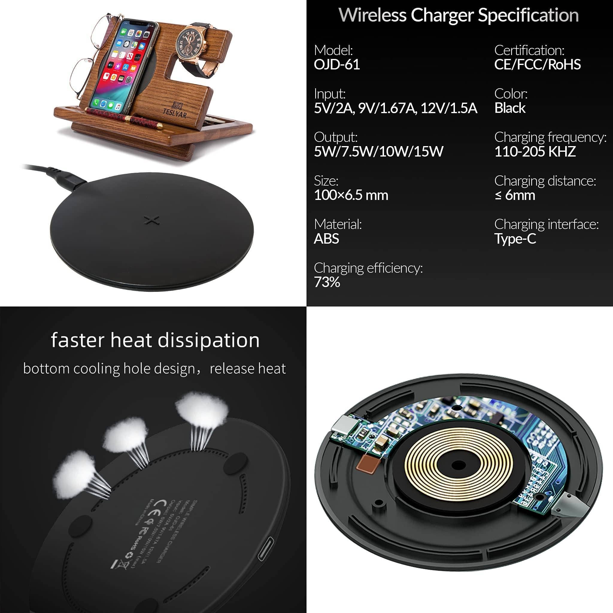 Periwinkle Eros Home & Garden Wireless Wood Charging Dock