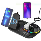 Multi-device wireless charging station with LED clock display