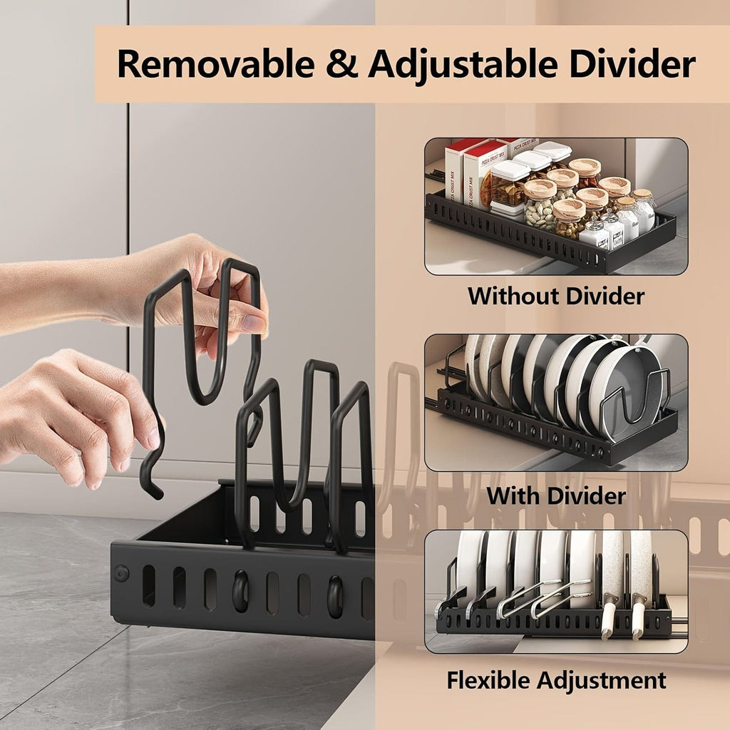 Champagne Apollo Kitchen Organization Black Metal Pull-Out Cabinet Organizer for Pots and Pans