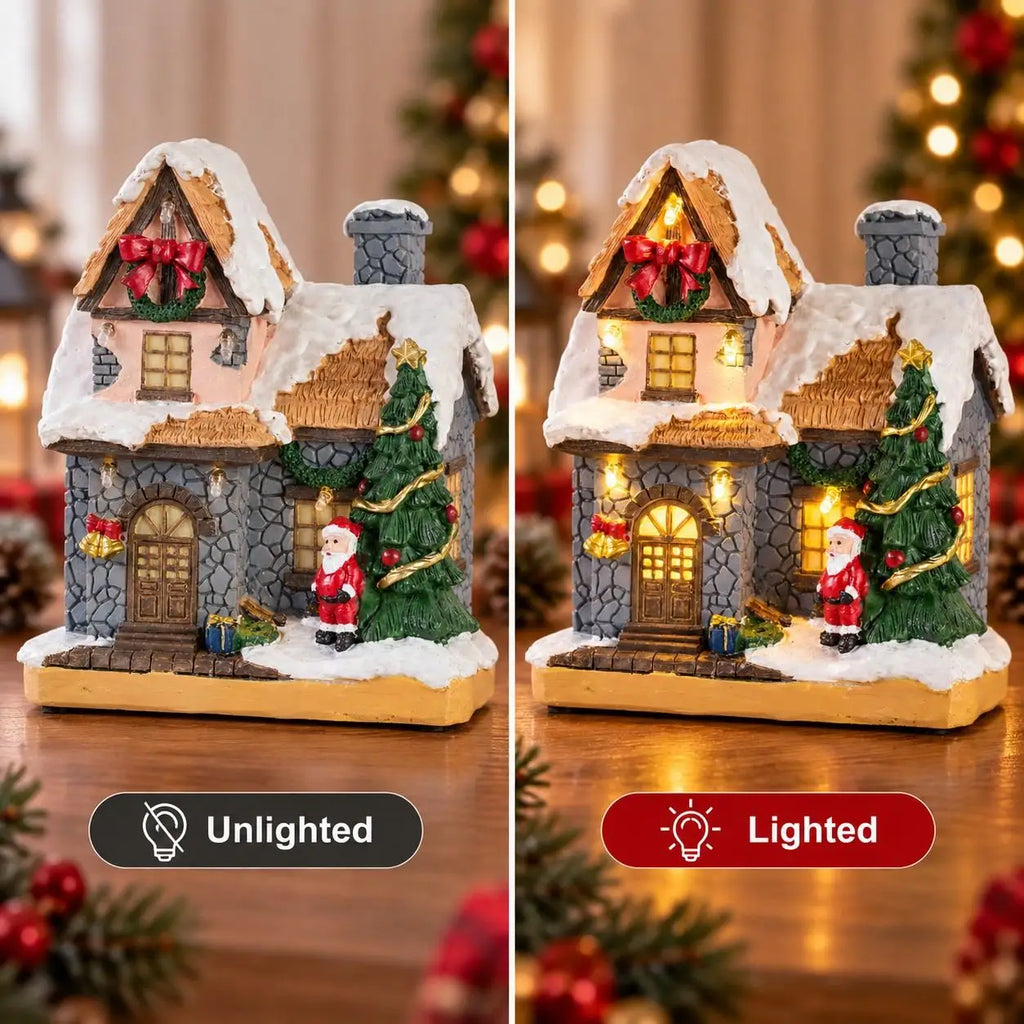 LED Christmas Village Snow Cottage Figurine | Elevate Spaces