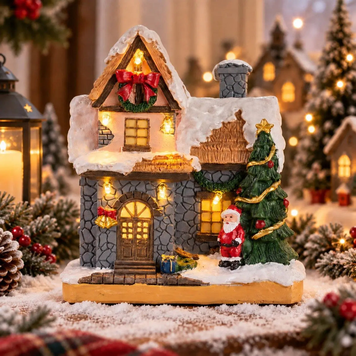 LED Christmas Village Snow Cottage Figurine | Elevate Spaces