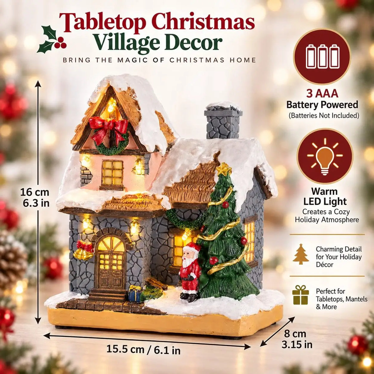 LED Christmas Village Snow Cottage Figurine | Elevate Spaces