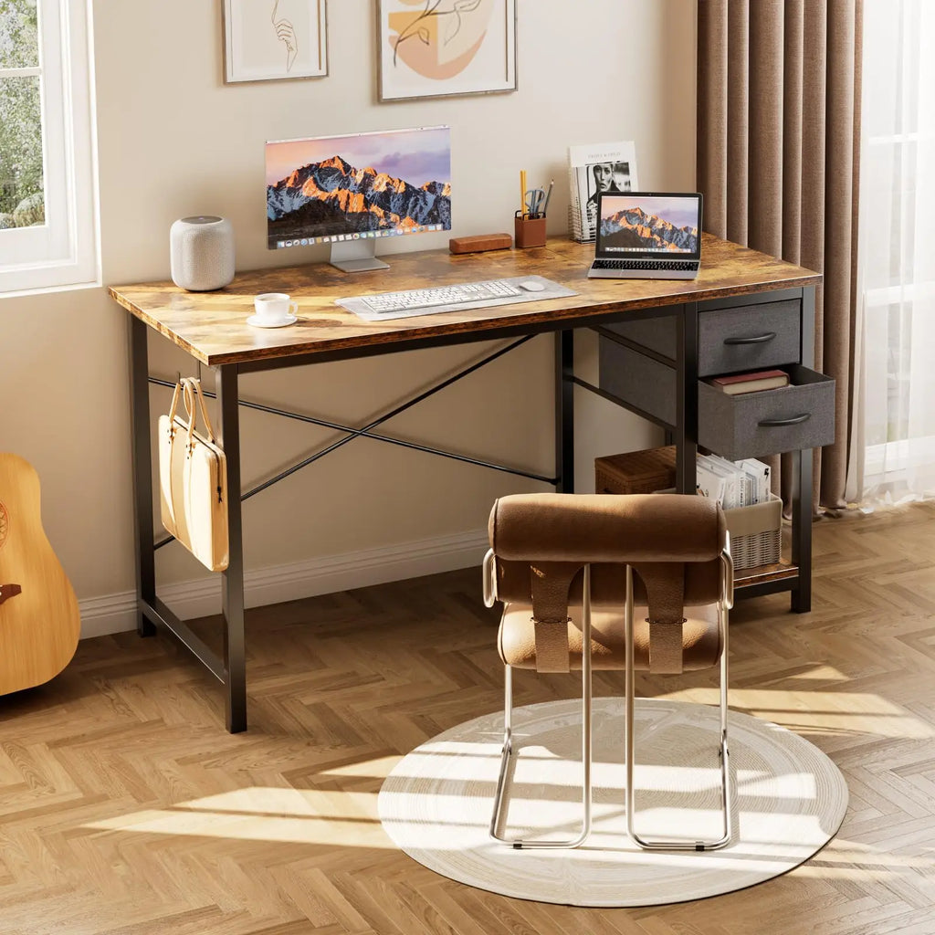 40&47-inch Computer Desk with 2 Drawers | Modern Work Table
