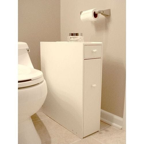 Other Space Saving Bathroom Floor Cabinet in White Wood Finish