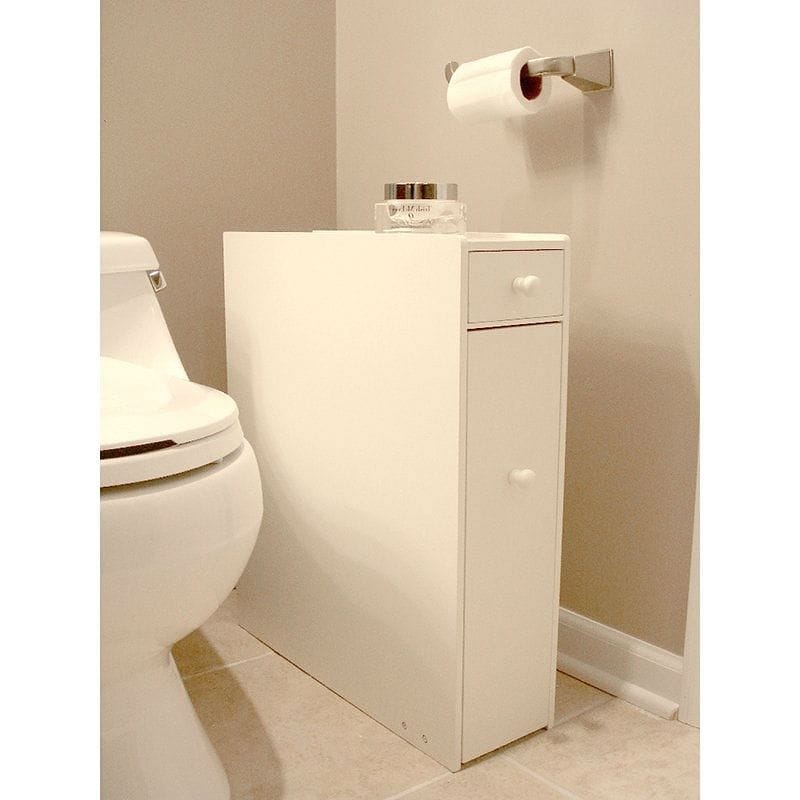 Other Space Saving Bathroom Floor Cabinet in White Wood Finish
