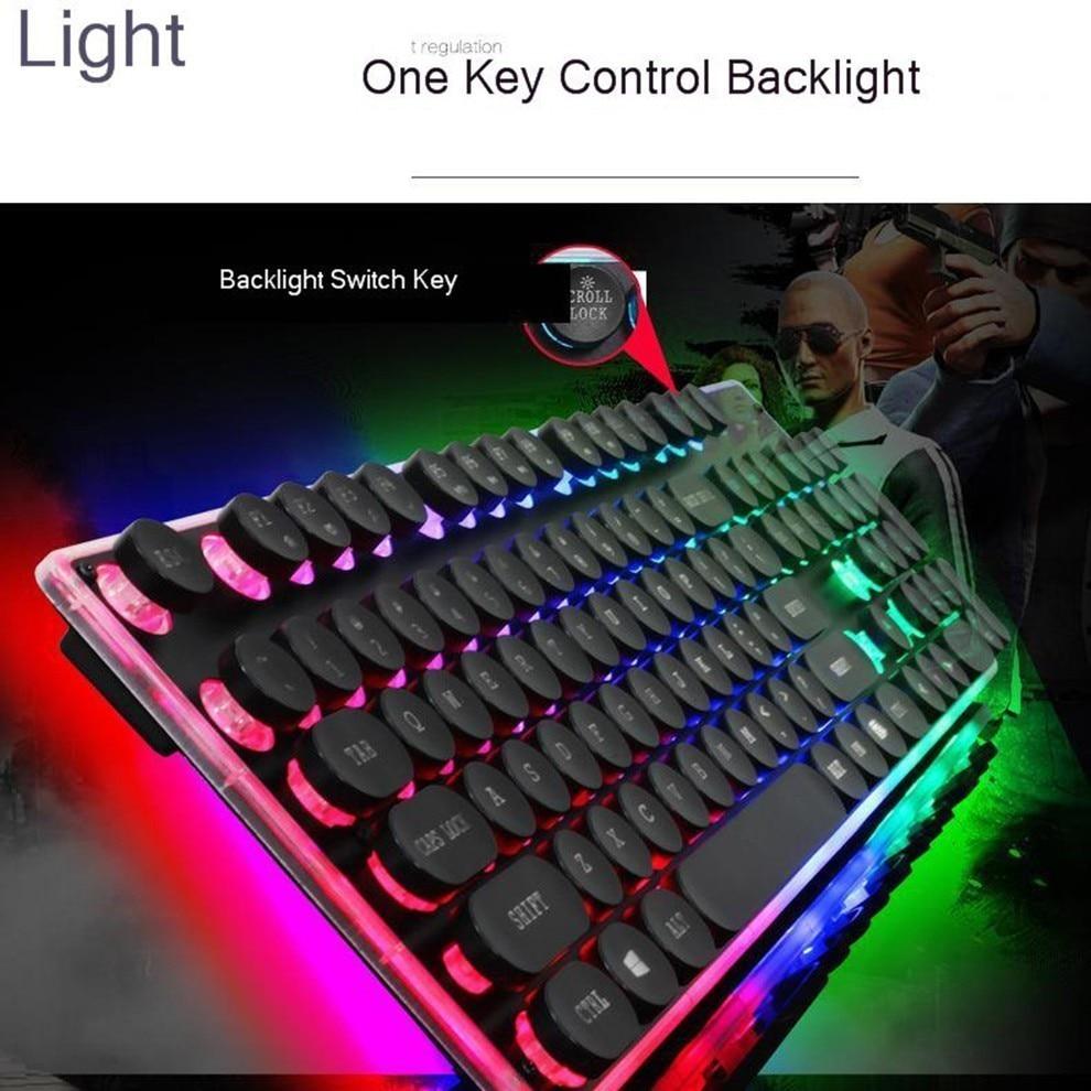 RGB mechanical keyboard with retro round keycaps and backlight control