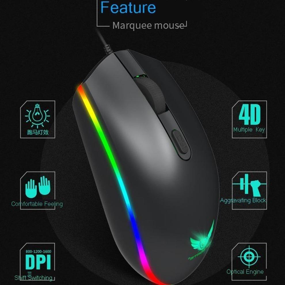 Black gaming mouse with RGB lighting and adjustable DPI settings