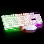 White RGB gaming keyboard with matching LED mouse