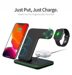 3-in-1 magnetic wireless charging station for iPhone, Apple Watch, and AirPods
