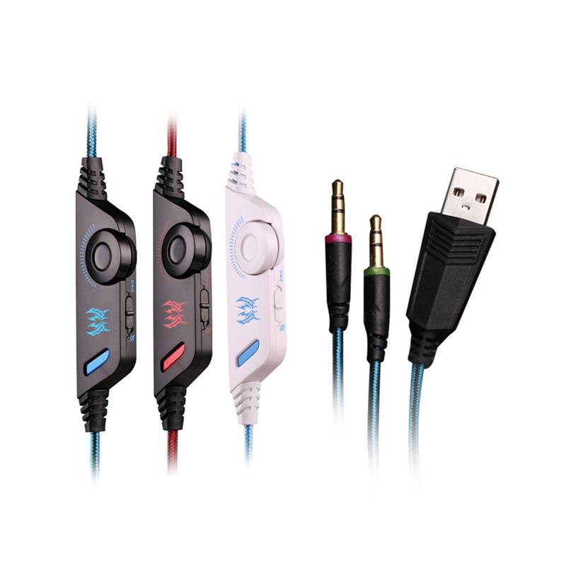 Gaming headset inline controls with USB and 3.5mm audio connectors