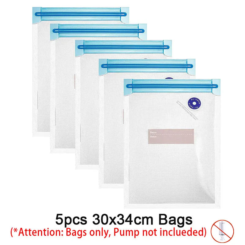 Reusable Vacuum Food Storage Zipper Bags Set Electric Handheld Vacuum Sealer Pump Sous Vide Bags USB Rechargeable BPA Free