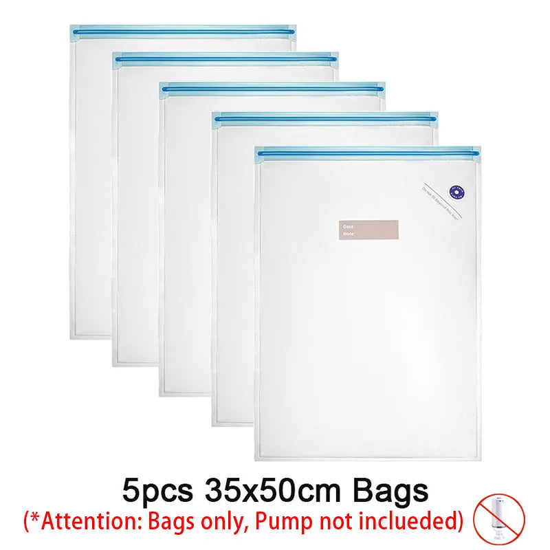 Reusable Vacuum Food Storage Zipper Bags Set Electric Handheld Vacuum Sealer Pump Sous Vide Bags USB Rechargeable BPA Free