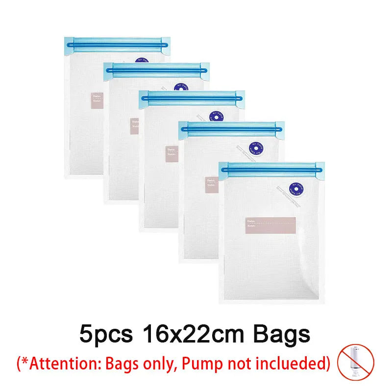 Reusable Vacuum Food Storage Zipper Bags Set Electric Handheld Vacuum Sealer Pump Sous Vide Bags USB Rechargeable BPA Free