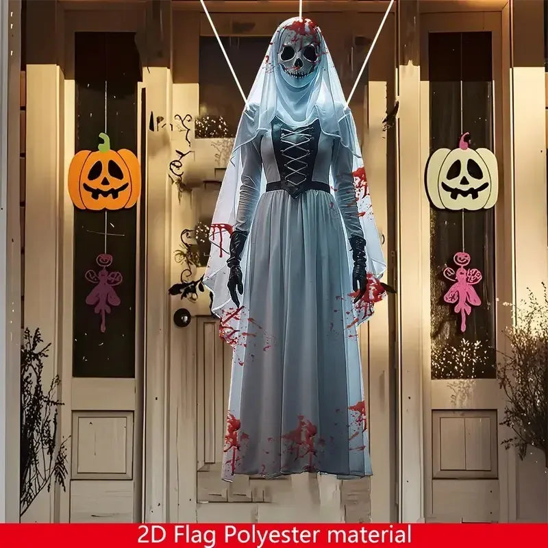 Skull Bride Halloween Backdrop | Haunted House Decor 