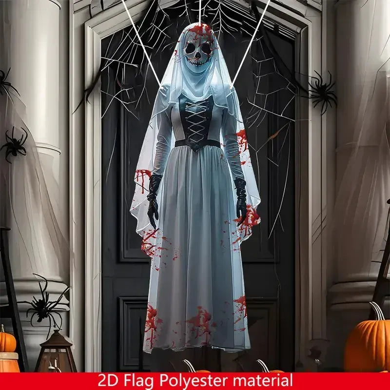 Skull Bride Halloween Backdrop | Haunted House Decor 