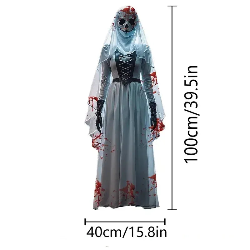 Skull Bride Halloween Backdrop | Haunted House Decor 