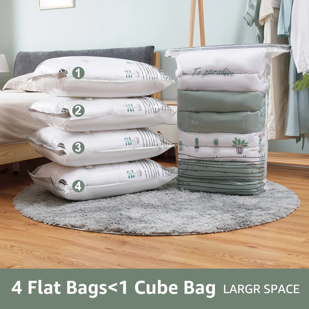 TAILI Cubic Vacuum Bags Large Storage Bag for Clothing, Comforters, Blankets No Need Tool Compression Bag for Travel Storage Bag