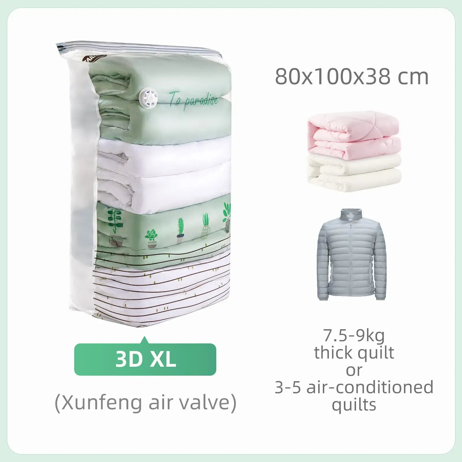 TAILI Cubic Vacuum Bags Large Storage Bag for Clothing, Comforters, Blankets No Need Tool Compression Bag for Travel Storage Bag