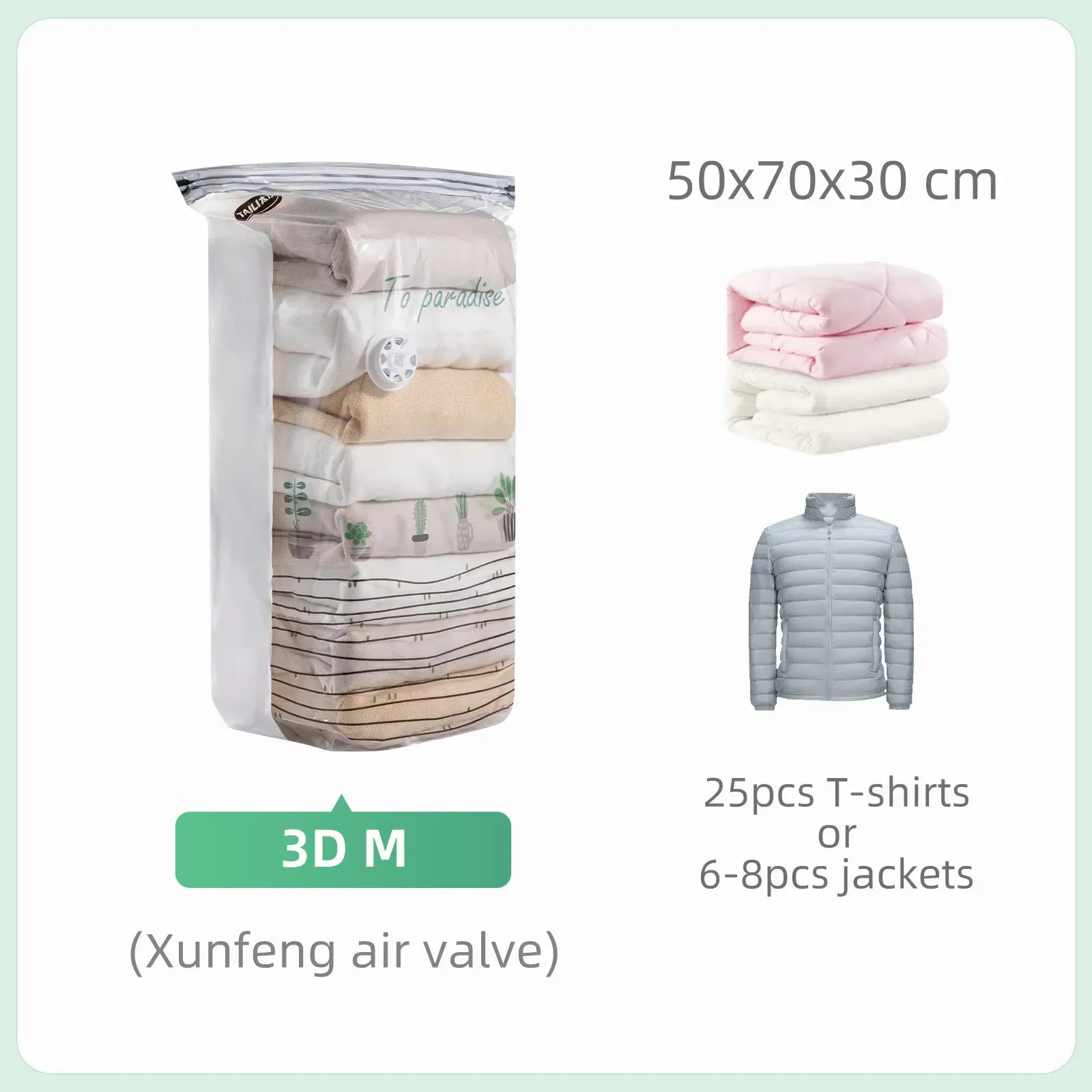 TAILI Cubic Vacuum Bags Large Storage Bag for Clothing, Comforters, Blankets No Need Tool Compression Bag for Travel Storage Bag