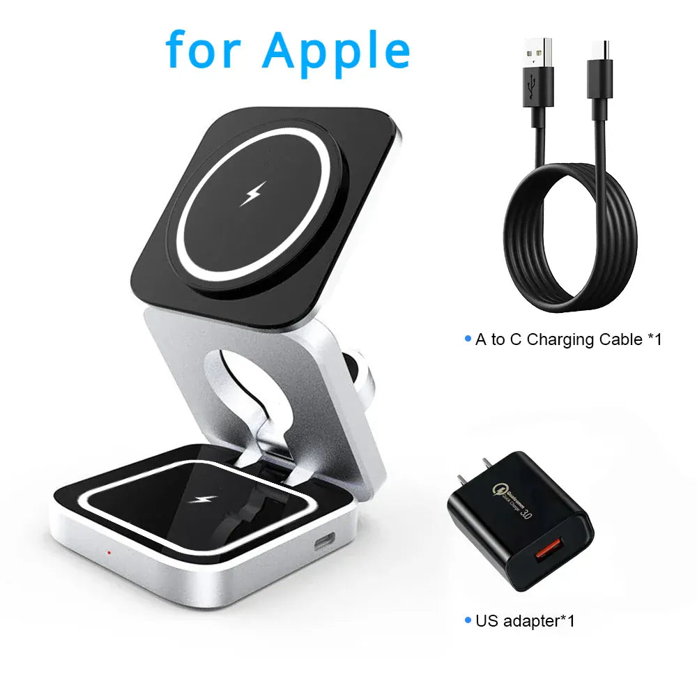 Travel 3-in-1 Foldable Magnetic Wireless Charger Stand