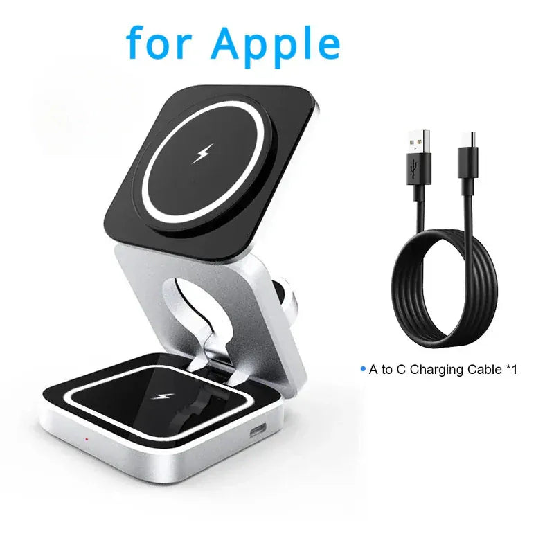 Travel 3-in-1 Foldable Magnetic Wireless Charger Stand