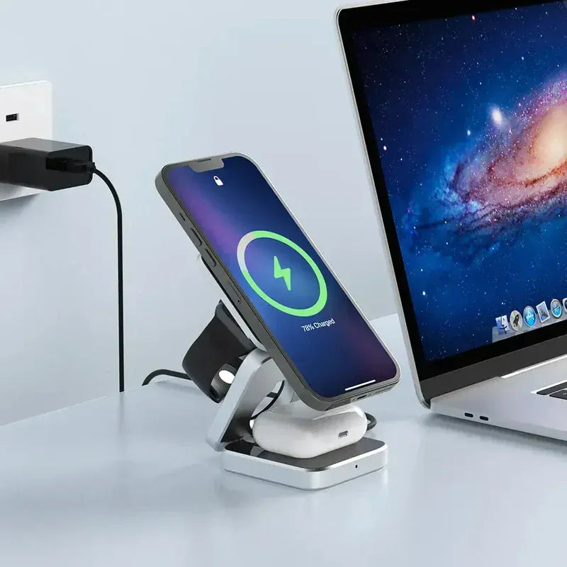 Travel 3-in-1 Foldable Magnetic Wireless Charger Stand