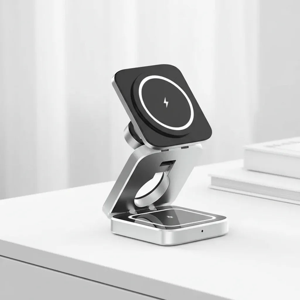 Travel 3-in-1 Foldable Magnetic Wireless Charger Stand