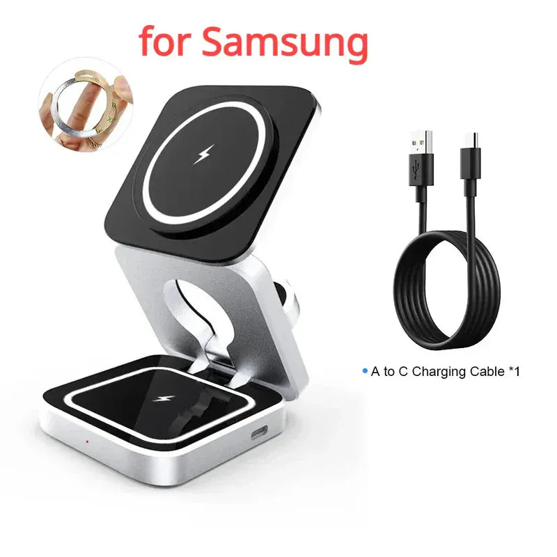 Travel 3-in-1 Foldable Magnetic Wireless Charger Stand