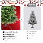 Sangria Beech Travel & Luggage 7.5ft Artificial Christmas Tree Prelit PE&PVC With Metal Stand,550