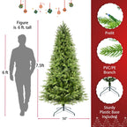 Sangria Beech Travel & Luggage 7.5ft Artificial Christmas Tree Prelit PE&PVC With Metal Stand,550