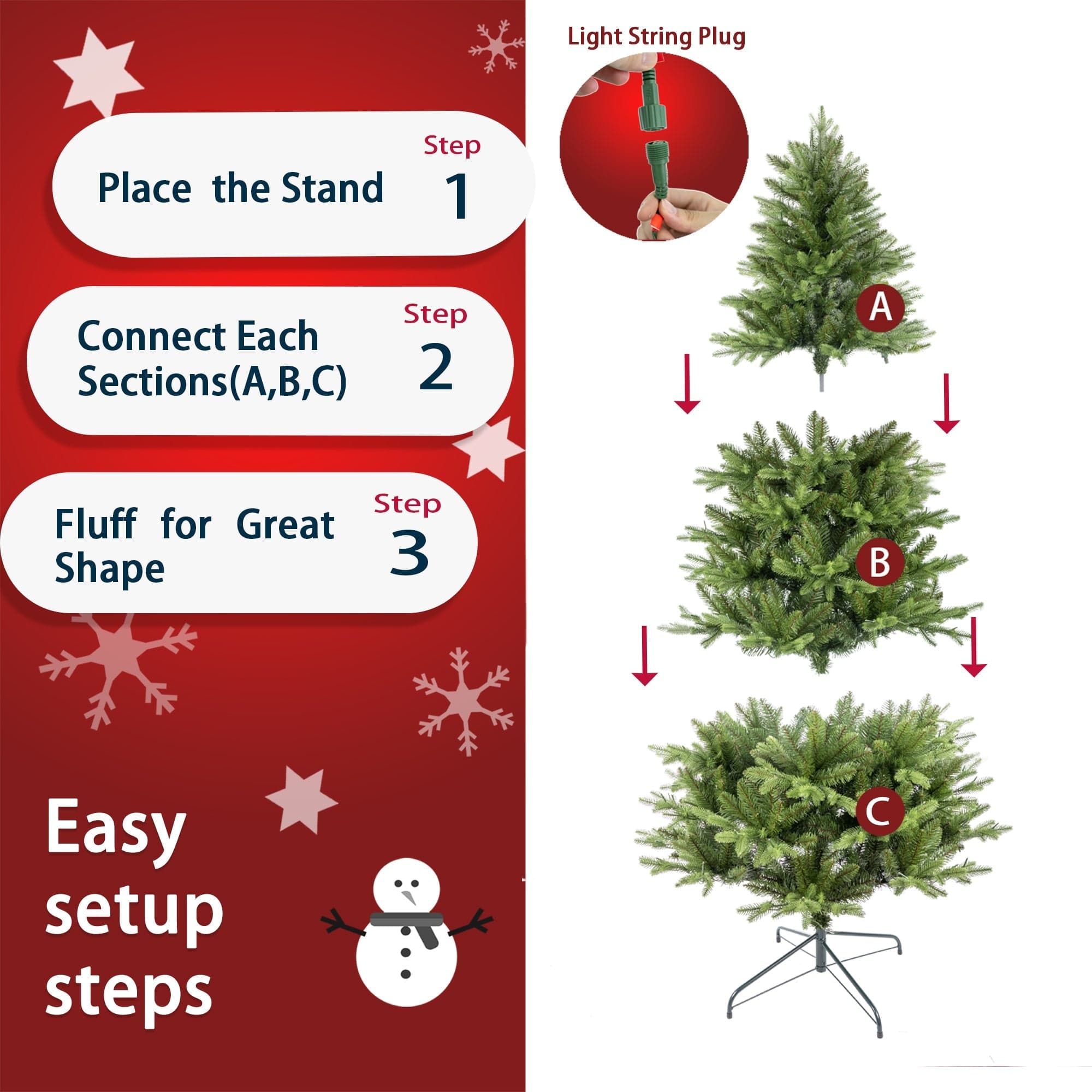 Sangria Beech Travel & Luggage 7.5ft Artificial Christmas Tree Prelit PE&PVC With Metal Stand,550